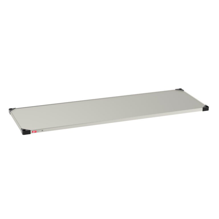 78dyfr84jan0qqp9x6ygat430fr5zw4x.jpg A 24 x 72 rectangular glass panel with black corner brackets on a white background, similar to the sleek design of the Metro 2472FS Super Erecta Solid Shelf in standard stainless steel.