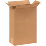 The MH-USA 8 x 4 x 12 Corrugated Box, flaps extended outward against a white background, is tall and open, ready to meet your needs. Sold as a bundle of 25.