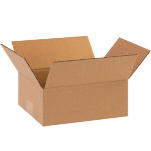 A MH-USA 8 x 6 x 3 flat corrugated box with outward-flared flaps on a white background, highlighting the inner corrugated texture. (25/Bundle).