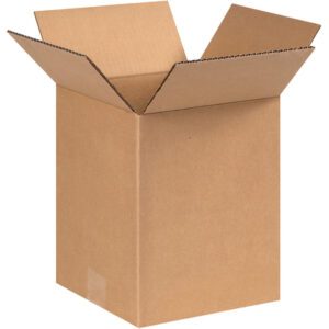 An open, brown MH-USA 8 x 8 x 10 corrugated cardboard box with outward flaps, against a white background. Ideal for packing and shipping, these empty boxes are available in bundles of 25 for your convenience.