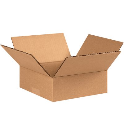 882.jpg The MH-USA 8 x 8 x 2 Flat Corrugated Box (25/Bundle) is shown with its flaps open against a plain white background.