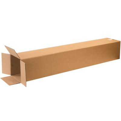 8850.jpg A long rectangular brown MH-USA 8 x 8 x 50 corrugated box, part of a 20/bundle set, sits with its flaps partially open against a white background.