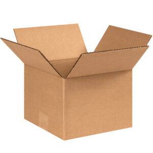 An open MH-USA 8 x 8 x 6 corrugated box showing spread-out flaps against a plain white background, from the set of 25/bundle.