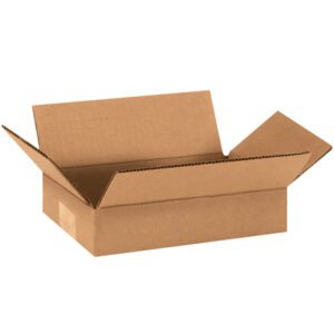 The MH-USA 9 x 6 x 2 Flat Corrugated Boxes, sold in bundles of 25, sit open with flaps extended on a plain white background, ready for your creative touch.