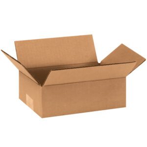 An empty MH-USA 9 x 6 x 3 flat corrugated box from a bundle of 25 is open with flaps extended against a plain background, ideal for versatile packaging needs.