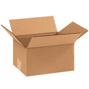 A bundle of MH-USA 9 x 7 x 5 corrugated boxes (25/bundle) with extended flaps is showcased against a plain white background.