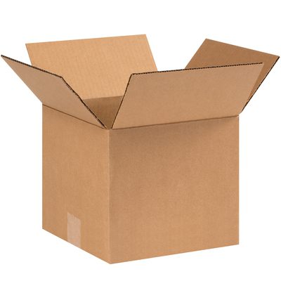 998.jpg An open, empty MH-USA 9 x 9 x 8 corrugated box with flaps spread out against a plain white background is part of a 25-bundle set made of brown corrugated cardboard.