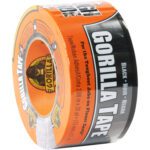 A 3 x 25 yds. Black Gorilla® Duct Tape, features an orange label with bold black and white text, emphasizing its suitability for the toughest jobs with clear dimensions and iconic branding.
