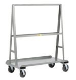 The Little Giant A Frame Sheet and Panel Truck is a gray, metal utility cart with an A-frame design, four swivel caster wheels, and a rectangular flat base with dual crossbars for efficient item transport or storage.