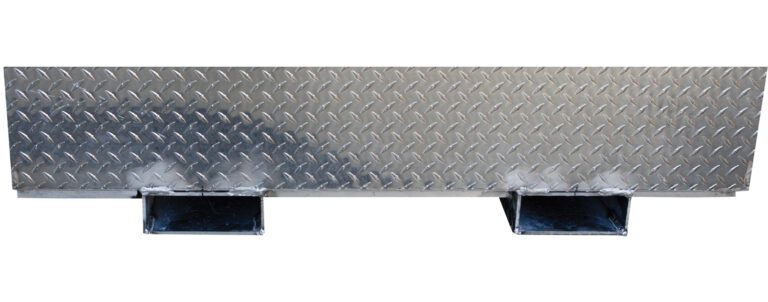 APTS-3660-F_A.jpg The Vestil Aluminum Tool Box-Fork Pockets 36 X 60 features a metallic diamond plate design with two open rectangular sections below. Its textured, repeating diamond pattern adds a rugged, industrial charm.