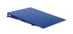 The Vestil Approach Ramp Option 36W X 54L X 4.5H features a blue metal design with a textured surface and gradual incline, intended for durability in loading=