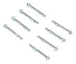 Eight Vestil 8-Pack Concrete Anchor Bolts (5/8 x 4 inches) with hex heads are neatly arranged in two rows against a pristine white background.