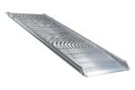 The Vestil Alum Walk Ramp Overlap Style, measuring 120 x 38 inches, is a silver metal loading=