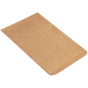 A soft-textured brown quilted paper pouch, similar to the MH-USA 9 1/2 x 14 1/4 Lbs4 Nylon Reinforced Mailers, lies flat with neatly folded edges and a crisscross pattern.