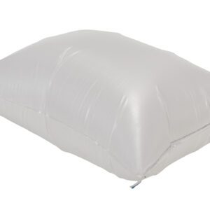 A white, rectangular, inflatable pillow with a shiny surface like the Vestil Reusable Dunnage Bag 48W In X 36H In, featuring a seam and a small red inflation valve on one side.