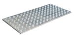 The Vestil Chrome Ball Transfer Platform 30 x 60 inches is a rectangular metal sheet with evenly spaced, round protrusions in a diagonal grid. Its chrome finish hints at durable steel or aluminum construction.