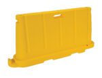 The Vestil Stackable Poly Barricade Yellow includes a top handle for easy transport. Its rectangular shape, vertical grooves, and broad base provide stability, while the bright color boosts visibility in construction or roadwork zones, making it a perfect safety choice.
