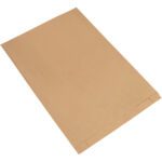 A large brown kraft paper envelope flat on a white background resembles the 17 x 4 x 24 Kraft Gusseted Merchandise Bags (500/Case). It has a flap on one side facing up, highlighting its smooth texture and light brown color.