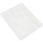 The MH-USA 15 x 18 White Flat Merchandise Bags (500/Case) are elegantly displayed against a white background, slightly angled to highlight their flat rectangular shape and smooth texture, emphasizing their sleek design.