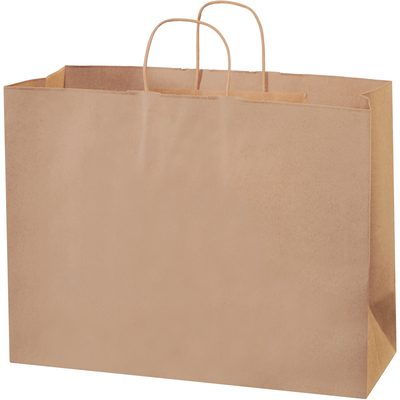 BGS108K.jpg The 16 x 6 x 12 Kraft Paper Shopping Bags with two twisted handles feature a sturdy rectangular design, perfect for groceries or other items. Available in cases of 250.