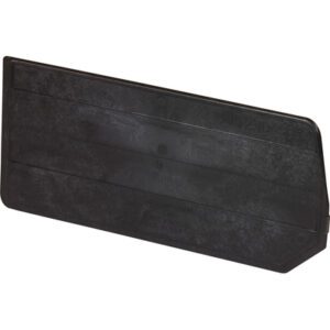 The MH-USA 10 1/8 x 4 3/4 Stack & Hang Bin Dividers inspire the design of this durable black plastic snow plow blade, featuring a rectangular shape and angled corner for seamless attachment to snow removal equipment.