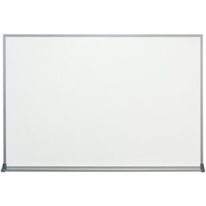 The MH-USA 3 x 2 Standard Melamine Dry Erase Board features a sleek silver frame on a plain white surface. Its simple, rectangular design offers a clean and unused space for your ideas.