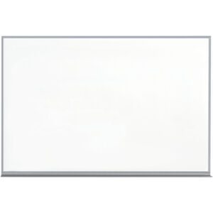 The MH-USA 8 x 4 Magnetic Porcelain Dry Erase Board, featuring a sleek silver frame, showcases an untouched white surface against a plain backdrop, ready for limitless possibilities.
