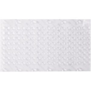 A rectangular white tactile paving tile with raised domes offers guidance, much like the 3M™ Bumpon™ Clear Dome Protective Tape - 5/16 x 1/12 (3,000/Case), ensuring safety and clarity.