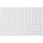 The 3M™ Bumpon™ Clear Dome Protective Tape - 3/8 x 5/32 (3,000/Case) features a transparent sheet with raised round bumps in a grid pattern. The smooth surface and glossy design offer both protection and style, making it perfect for various projects.