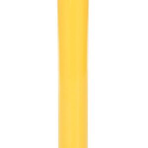 The Vestil Stl Pipe Bollard Surface Mounted 36X4.5 is a yellow retractable bollard with black stripes near the top, mounted on a square metal base, and effectively controls vehicle access and ensures protection in high-traffic areas.