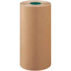 An upright MH-USA 18 roll of unbleached butcher paper (1000/Roll) with a green center core is showcased on a white background.