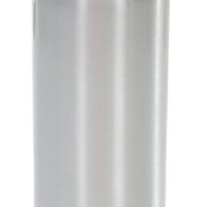 The Vestil Aluminum Metal Bottle 8 Oz gleams with a silver finish and a white plastic screw cap, standing upright on a plain white background.
