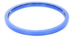 A metallic blue circular ring with a smooth, reflective surface, resembling a component similar to the Vestil Manual Carousel 4000 Lb Capacity 24 In, stands out on a pristine white background.