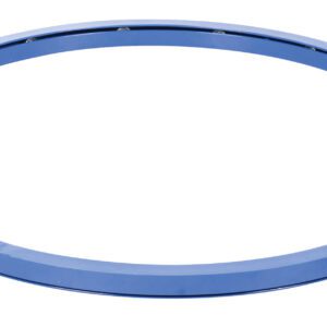The Vestil Manual Carousel 2000 Lb Capacity 48 In features a sleek, blue circular metal ring with a smooth surface, reflective finish, and slightly rounded edges for an elegant appearance against a white background.