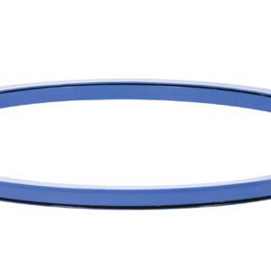 A sleek blue circular metal ring, resembling the design of a Vestil Manual Carousel 4000 Lb Capacity 48 In, is set against a plain white background. The ring appears slightly reflective and evenly colored.