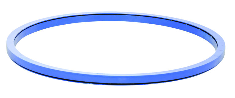 A blue circular metallic hoop, similar to the Vestil Manual Carousel 6000 Lb Capacity 72 In, is beautifully showcased on a pristine white background.