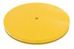 The Vestil Carousel 36 Round 6000# Capacity features a yellow industrial turntable with a textured surface and a central hole.