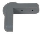 The gray, L-shaped metal bracket has two drilled holes on one side, a rounded end, and flat surfaces. Ideal for use with Vestil Rubber Corner Guard 12 Pcs 1-1/16 Thick to boost protection and durability.