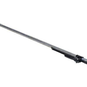 The Vestil Hd One Piece Steel Round Tube Cargo Bar features a long metal rod with rectangular end plates and an adjustable clamping mechanism, ideal for securing or holding objects in place.