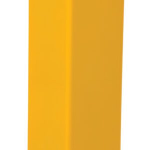 A tall yellow metal beam with a u-shaped profile, similar to the Vestil Gantry/Jib Column Guard Protector 42 In, stands upright against a white background.