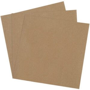 Three overlapping sheets of MH-USA 18 x 18 Chipboard Pads, arranged in a fan shape on a pristine white background.