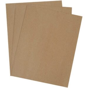 Three brown sandpaper sheets overlap on a white background, evoking the robust texture of MH-USA 40 x 48 Heavy Duty Chipboard Pads (400 Pads/Case).