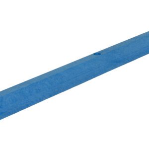 The Vestil Car Stop, a 72-inch blue speed bump made from recycled plastic, is designed for temporary road use. Its textured pattern ensures grip and enhances durability to effectively slow traffic.