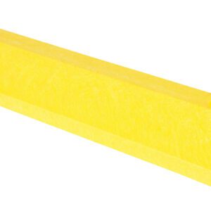 The Vestil Parking Block 24 In Yellow is a vibrant yellow rectangular wheel stop with beveled edges, two circular mounting indents on top, and a slightly textured surface for durability and a sleek finish.