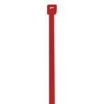 A single MH-USA 4 18 Lbs red cable tie from the 1000/Case pack stands upright against a white background, with its locking head at the top.