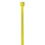 MH-USA 4 18 Lbs Fluorescent Yellow Cable Ties (1000/Case) feature a square locking mechanism and are displayed vertically on a plain white background, offering reliable fastening solutions.