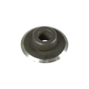 Resembling the Vestil Drum Dehead Replacement Blade 1.25 In, this metallic machine part is shaped like a truncated cone with a smooth silver finish, features a circular center opening, and tapers to a wider base with precision craftsmanship.