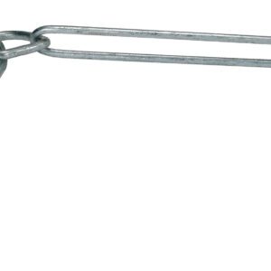 The Vestil Galvanized Style Drum Sling features two long rods with a central circular joint and flat ends for attachment, forming an adjustable angled structure. With an industrial metallic design, it ensures durability up to a 2K capacity.