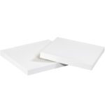 Two blank white square canvases overlap like the MH-USA 8 x 8 White Deluxe Gift Box Lids (50/Case), set against a plain background, ready for painting or display, echoing the elegance of premium gift packaging.