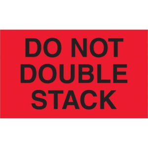 These MH-USA 3 x 5 fluorescent red labels, reading Do Not Double Stack, come in rolls of 500, ensuring high visibility and clear communication.
